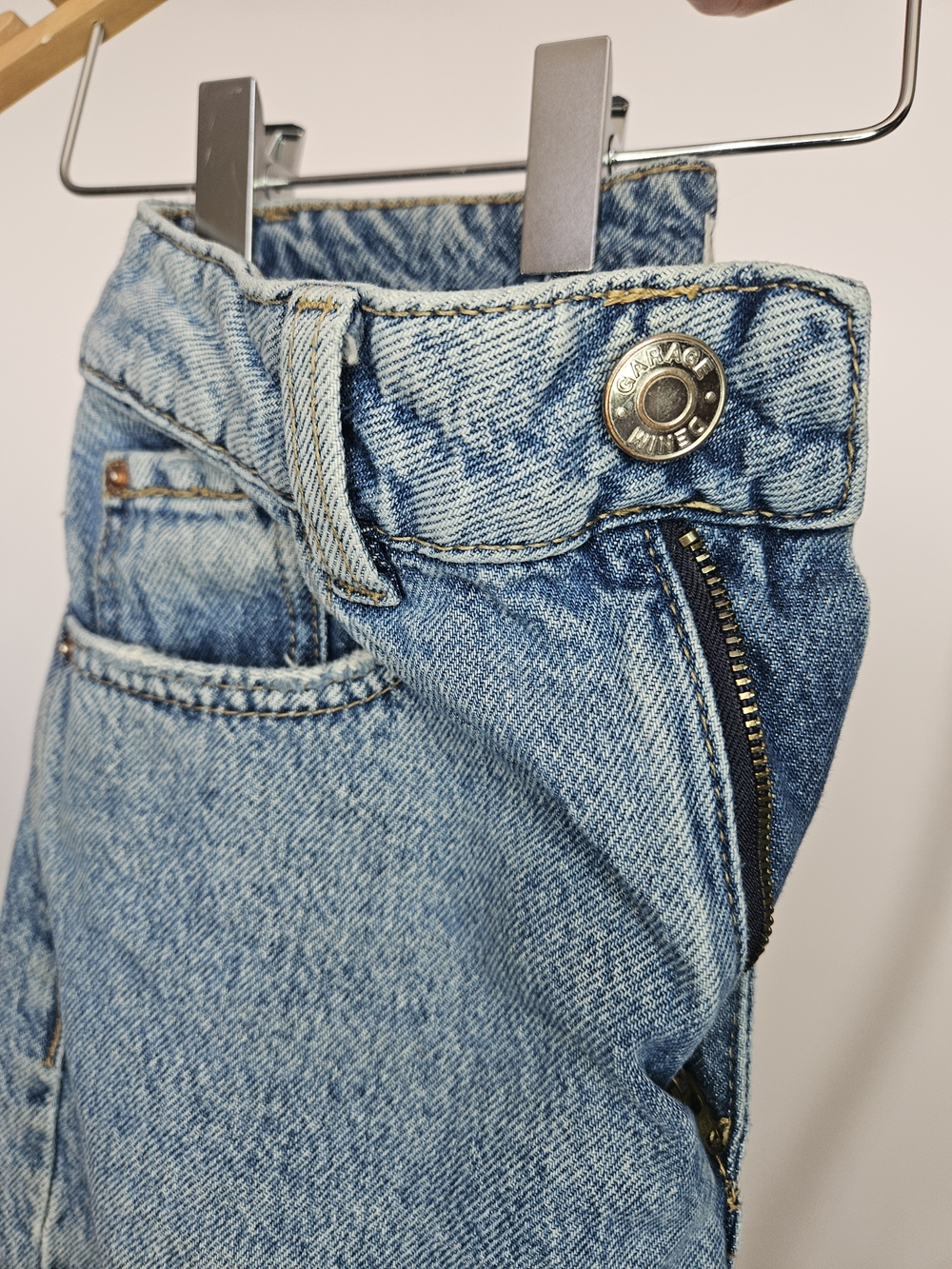 Garage Denim Street Wide Leg Jeans Blue Size 00 23 Seam Knee High Rise - Picture 2 of 4